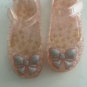 Old Navy Pink and Silver Jelly Sandals with Bow